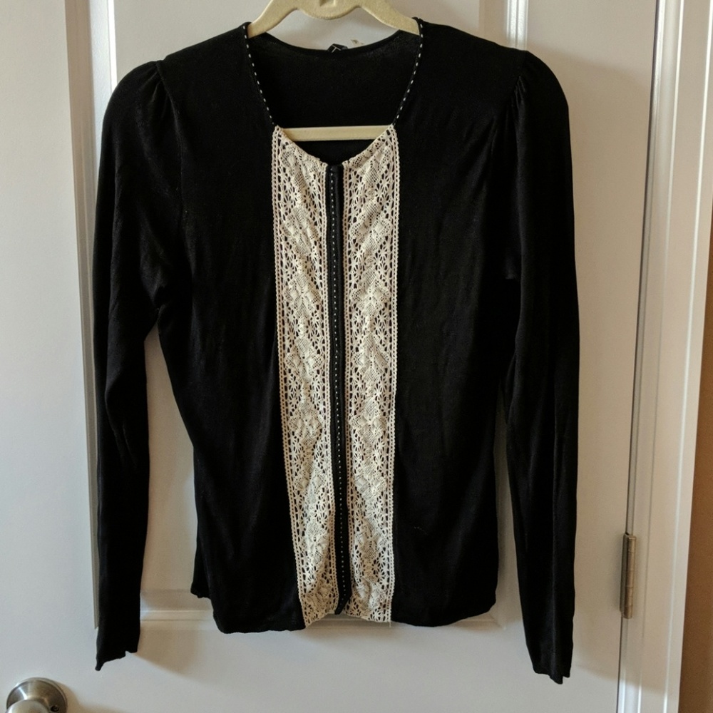 Gorgeous black sweater with cream lace
